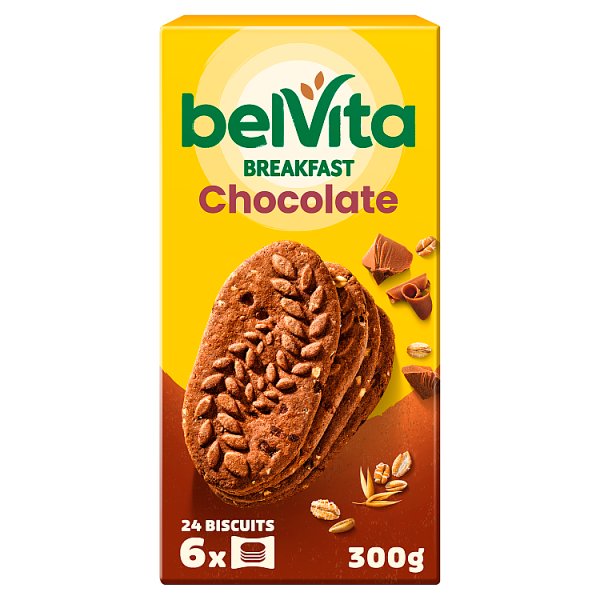 belVita Breakfast Ciastka zbożowe o smaku kakaowym z kawałkami czekolady 300 g