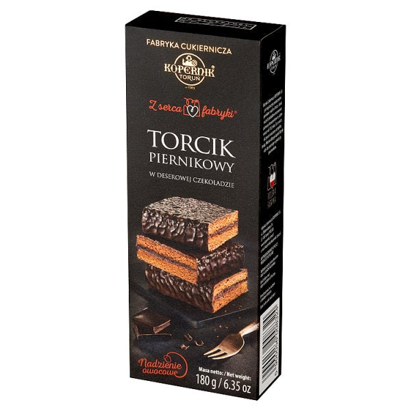 Kopernik Z serca fabryki Torcik piernikowy w deserowej czekoladzie nadzienie owocowe 180 g