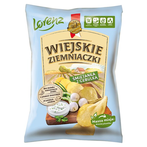 Wiejskie ziemniaczki Chipsy ziemniaczane śmietanka z cebulką 130 g