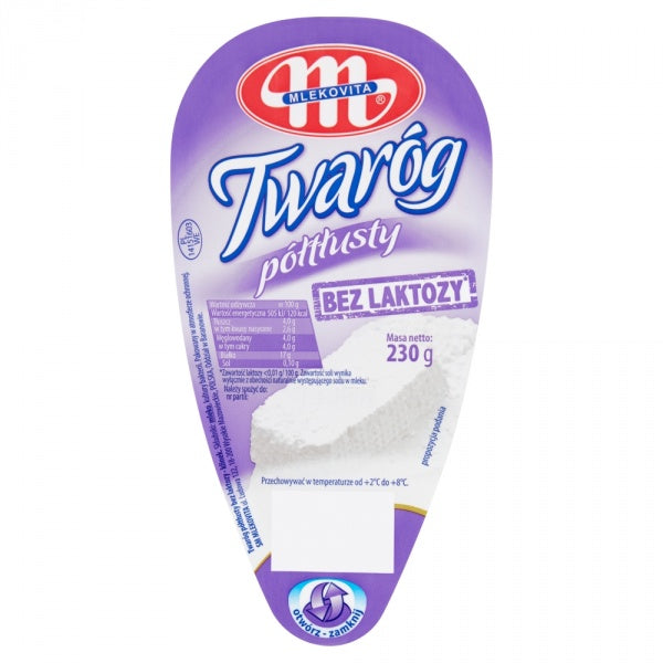 Mlekovita Twaróg półtłusty bez laktozy - klinek 230g