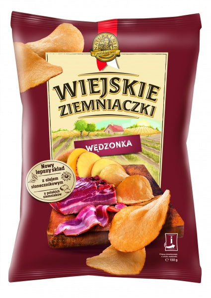 Wiejskie Ziemniaczki Chipsy ziemniaczane wędzonka 130 g