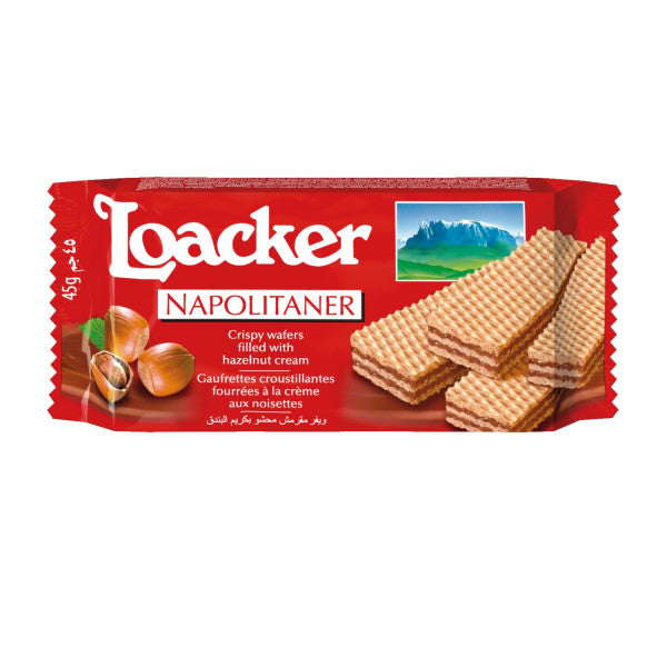 Wafle loacker napolitaner z kremem orzechowym 45g