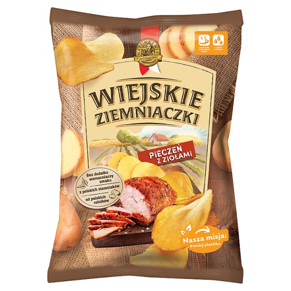 Wiejskie Ziemniaczki Chipsy ziemniaczane pieczeń z ziołami 130 g