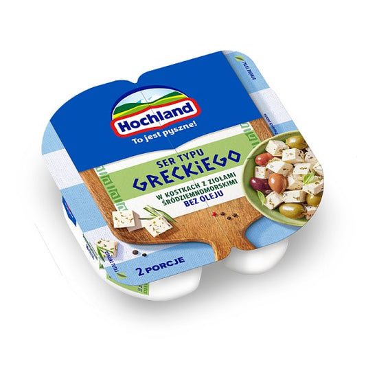 Hochland Ser typu greckiego w kostkach z ziołami śródziemnomorskimi bez oleju 135 g