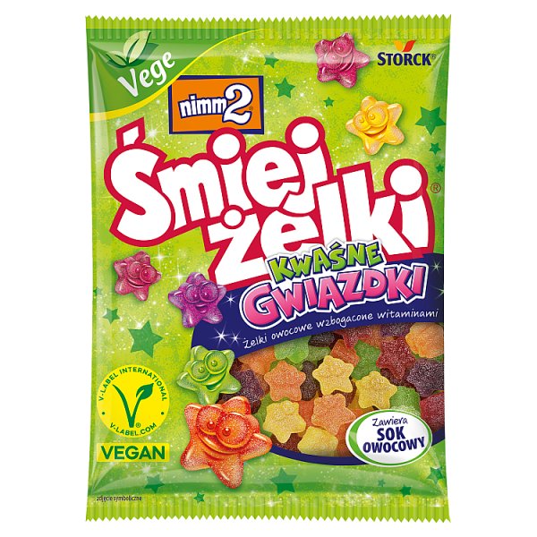 nimm2 Śmiejżelki Kwaśne gwiazdki Żelki owocowe wzbogacone witaminami 90 g