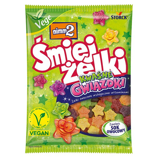 nimm2 Śmiejżelki Kwaśne gwiazdki Żelki owocowe wzbogacone witaminami 90 g