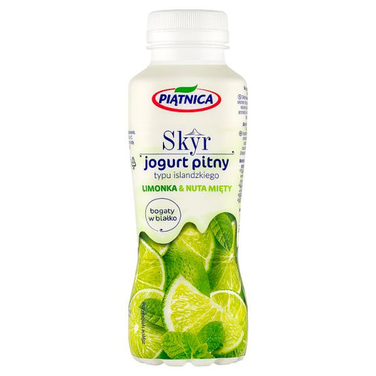 Piątnica Skyr jogurt pitny typu islandzkiego limonka & nuta mięty 330 ml
