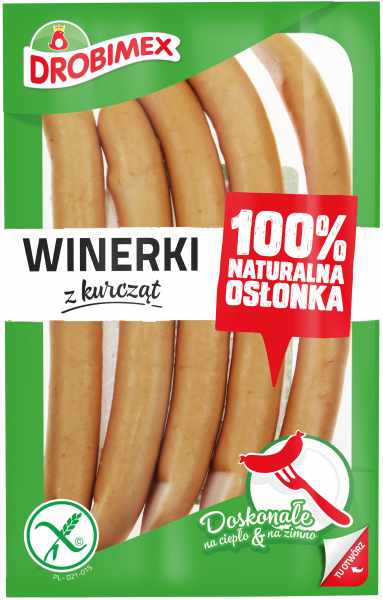 Kiełbaski drobimex winerki z kurcząt 230g