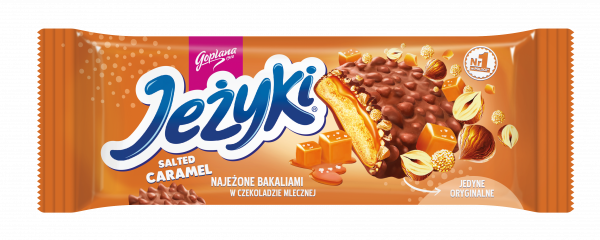 Jeżyki Herbatniki najeżone bakaliami w czekoladzie mlecznej słony karmel 140 g