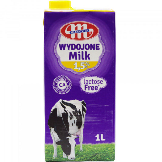 Mlekovita Mleko UHT 1,5% tłuszczu 1l Wydojone bez laktozy