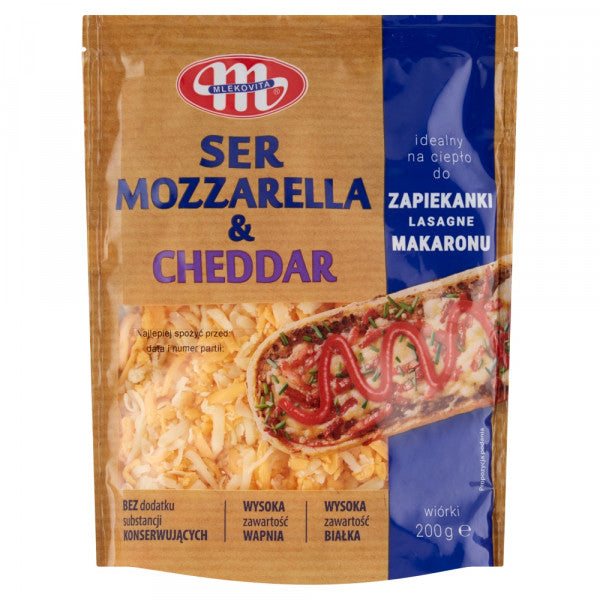 Mlekovita Ser mozzarella & cheddar wiórki 200g