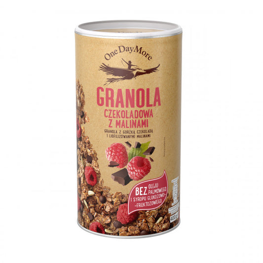 Granola OneDayMore czekoladowa z malinami
