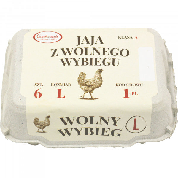 Jaja z wolnego wybiegu rozmiar L 6 szt.