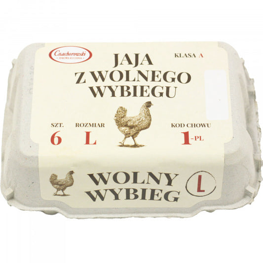 Jaja z wolnego wybiegu rozmiar L 6 szt.