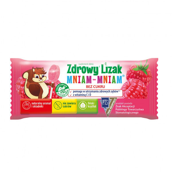 Zdrowy lizak mniam-mniam bez cukru smak malinowy 6 g