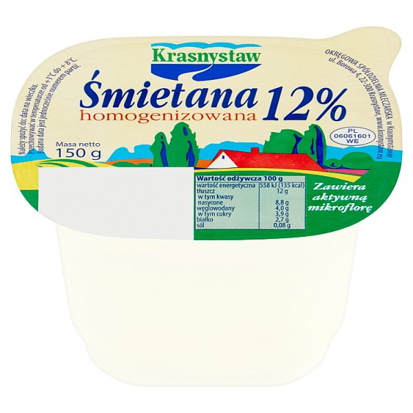 Krasnystaw Śmietana 12% homogenizowana 150 g