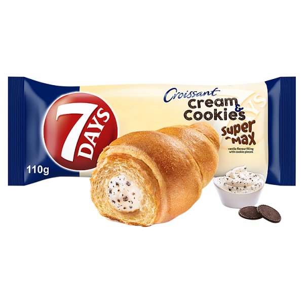 7 Days Cream & Cookies Super Max Rogalik z kremem waniliowym z mlekiem i kawałkami ciastek 110 g